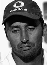 An emotional Nasser Hussain announces his resignation © Getty Images